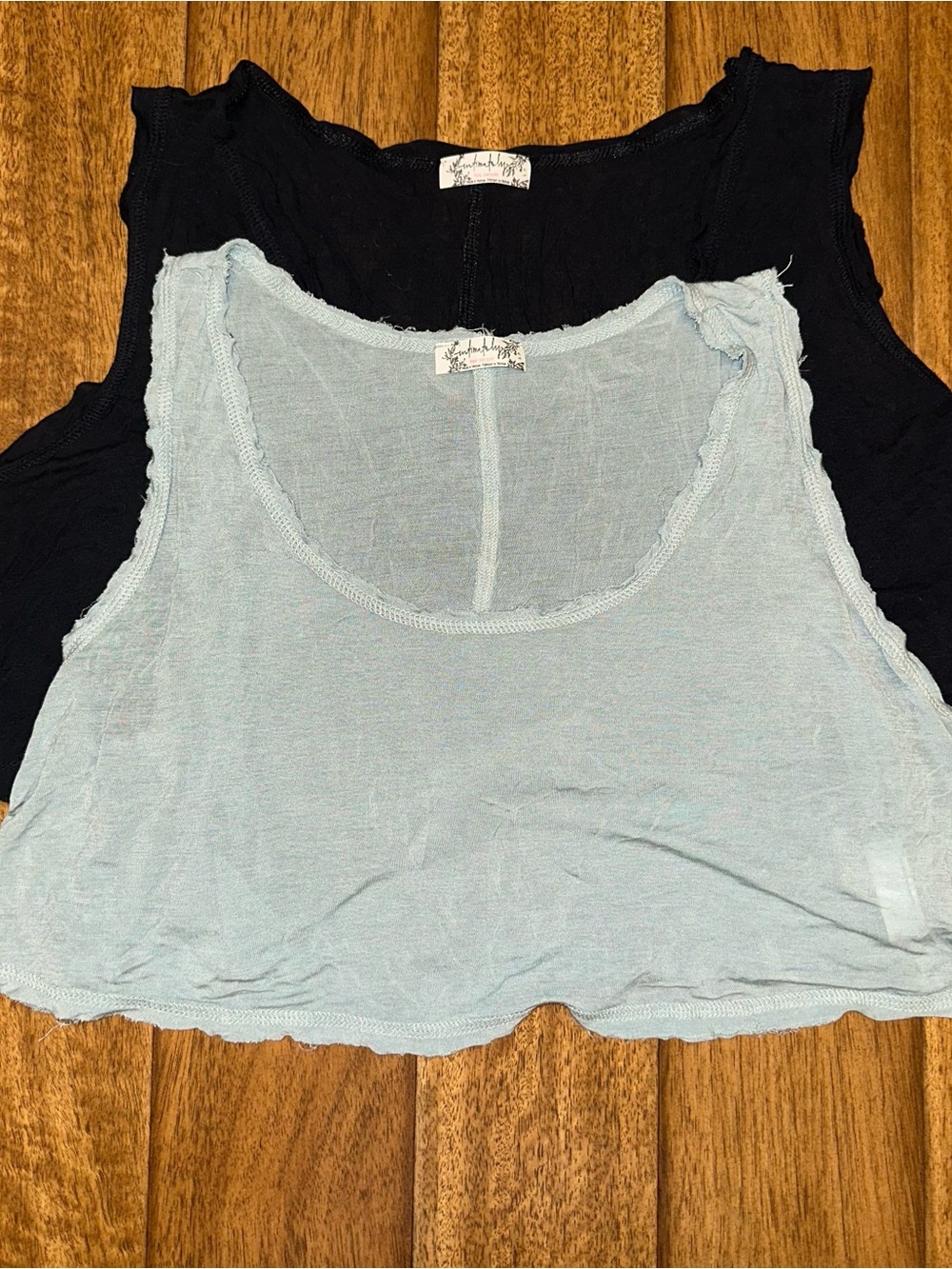 Free People Intimately Womens Cropped Scoop Neck Tank Top Set2 Black Blue S A308